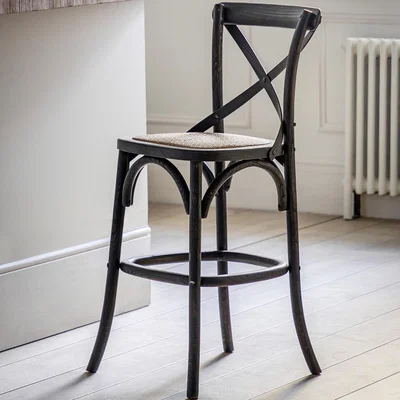 La Redoute Chaska French Café Counter Stools with Rattan Seat (Set of 2)