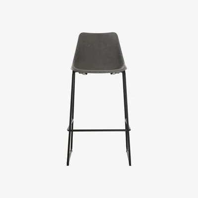 La Redoute Bar Stool in Vintage Ash Faux Leather with Black Legs
