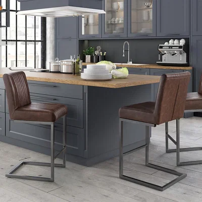 La Redoute Houston Leather Barstools (Set of 2)
