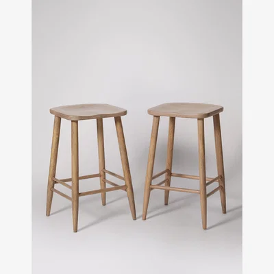 Marks & Spencer Swoon Set of 2 Southwark Mango Wood Barstools Light Brown