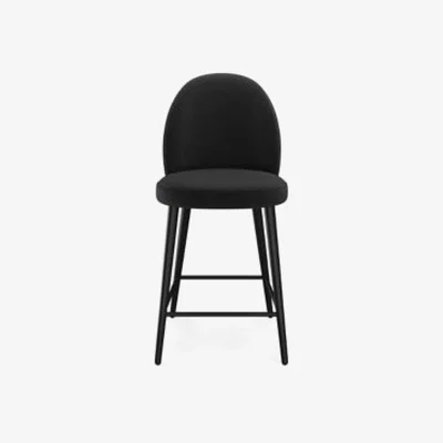 Marks & Spencer M&S  Curved Back Velvet Barstool - Black, Black,Silver