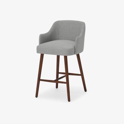 Made.com Swinton Counter Height Bar Stool, Mountain Grey with Walnut Stain Legs