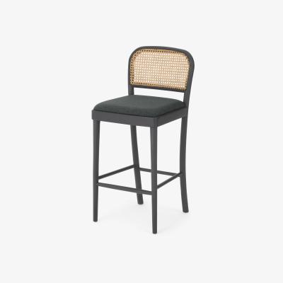 Made.com Raleigh Counter Height Bar Stool, Charcoal & Rattan