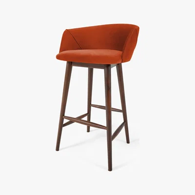 Made.com Lule Barstool, Flame Orange Velvet  