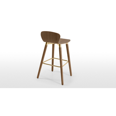 Made.com Set of 2 Edelweiss Bar Stools, Walnut and Brass