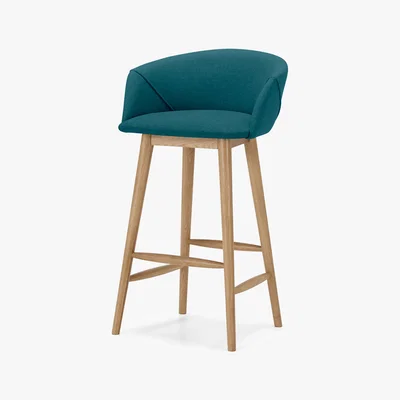 Made.com Lule Counter Height Bar Stool, Mineral Blue and Oak