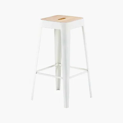 Maisons du Monde White Metal Industrial Bar Stool Manufacture