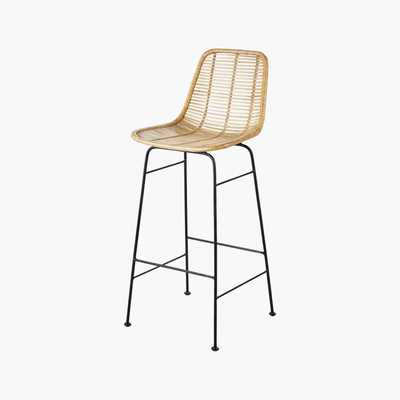 Maisons du Monde Black Rattan and Metal Bar Chair Pitaya