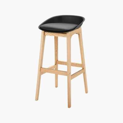 Maisons du Monde Black Scandinavian Bar Stool with Solid Oak H88 Ice