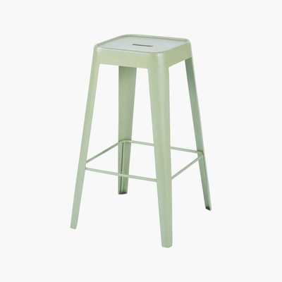 Maisons du Monde Light Green Metal Industrial Bar Stool Tom