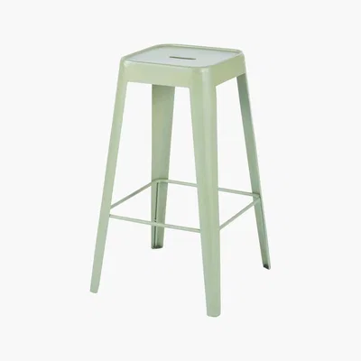 Maisons du Monde Light Green Metal Industrial Bar Stool Tom