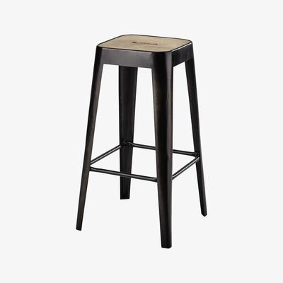 Maisons du Monde Mango Wood and Metal Industrial Bar Stool