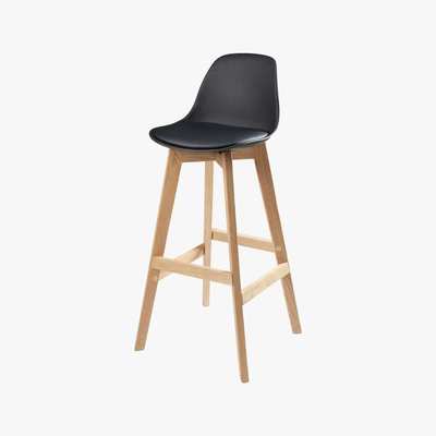Maisons du Monde Black Scandinavian Bar Chair with Solid Oak Ice