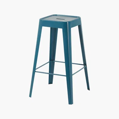 Maisons du Monde Petrol Blue Metal Bar Stool Tom