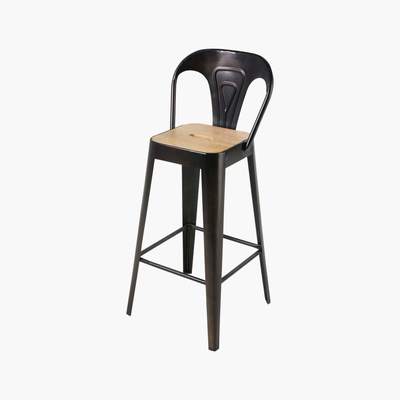Maisons du Monde Professional Black Metal and Mango Wood Bar Chair H79 Manufacture Business