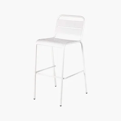 Maisons du Monde White Metal Garden Bar Chair Batignolles