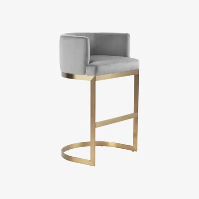 My Furniture Lasco Bar Stool – Dove Grey - Brushed Brass Base