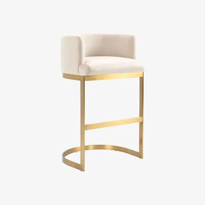 My Furniture Lasco Bar Stool – Chalk - Brushed Brass Base