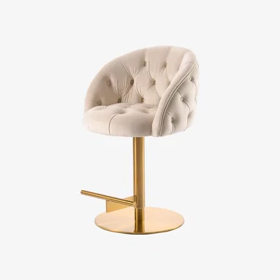 My Furniture Frankfurt Bar Stool - Chalk - Brass base