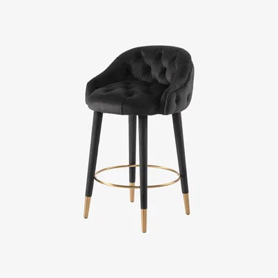 My Furniture Sophia Counter Stool – Black - Brass Caps