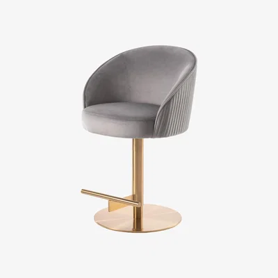 My Furniture Ella Bar Stool - Dove Grey - Brass Base