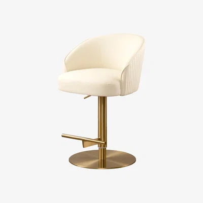 My Furniture Ella Bar Stool - Cream Faux Leather - Brass Base