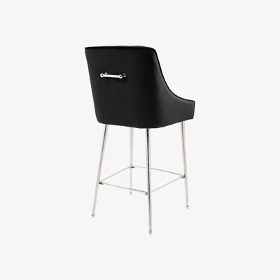 My Furniture Mason Bar Stool - Black - Shiny Silver Legs