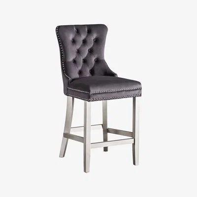 My Furniture Antoinette Bar stool Smoke Grey- Pewter Legs