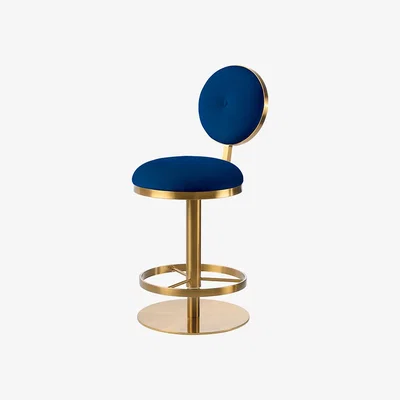 My Furniture Ravello Bar Stool - Brass - Navy Blue
