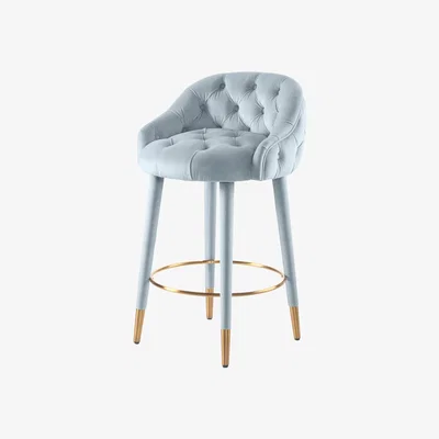 My Furniture Sophia Counter Stool - Powder Blue - Brass Caps