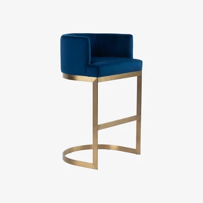 My Furniture Lasco Bar Stool – Navy Blue - Brushed Brass Base
