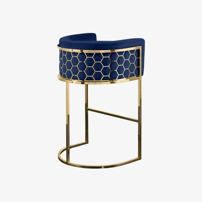 My Furniture Alveare Counter Stool Brass - Royal Blue