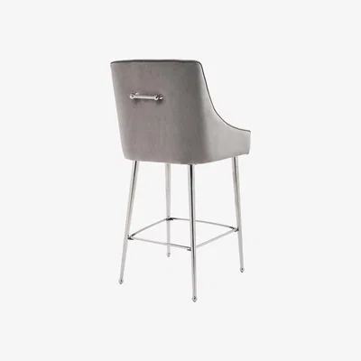 My Furniture Mason Bar Stool - Dove Grey - Shiny Silver Legs
