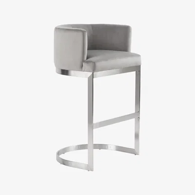 My Furniture Lasco Bar Stool – Dove Grey - Brushed Stainless Steel Base