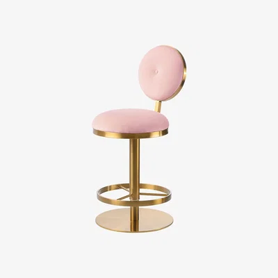 My Furniture Ravello Bar Stool - Brass - Blush Pink