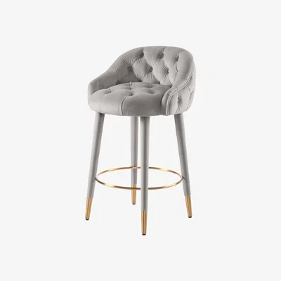 My Furniture Sophia Counter Stool –Grey - Brass Caps