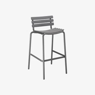 Made in Design ReCLIPS Bar chair plastic material grey / H 76 cm - Recycled plastic - Houe