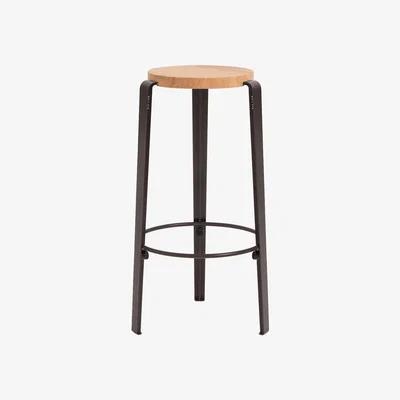 Made in Design Big Lou High stool - / H 76 cm - Steel & oak by TIPTOE Natural wood/Metal