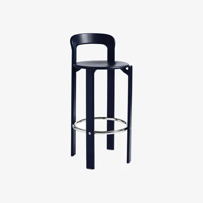 Made in Design Rey High Bar stool wood blue / H 75 cm - By Bruno Rey x Dietiker, 1971 - Hay