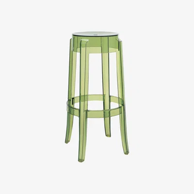 Made in Design Charles Ghost Stackable bar stool - H 75 cm - Plastic by Kartell Green