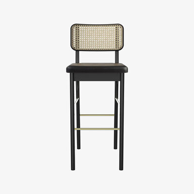 Made in Design Cannage Bar stool - / H 65 cm - Leather by RED Edition Black