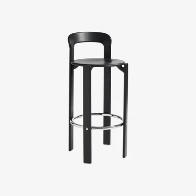 Made in Design Rey High stool - / By Bruno Rey x Dietiker, 1971 - H 75 cm / Wood by Hay Black