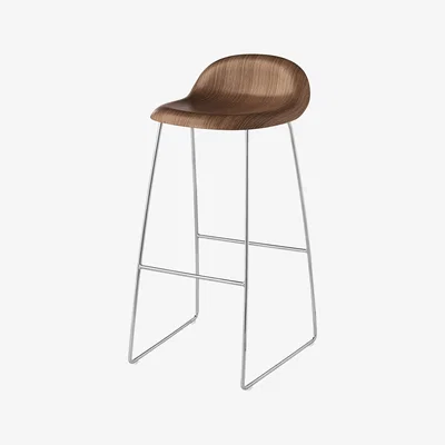 Made in Design 3D Bar stool - H 75 cm - Walnut shell by Gubi Natural wood