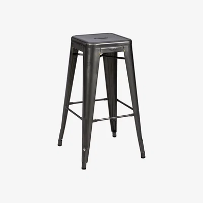 Made in Design Stackable bar stool H Indoor metal / H 75 cm - Natural steel - For indoors - Tolix