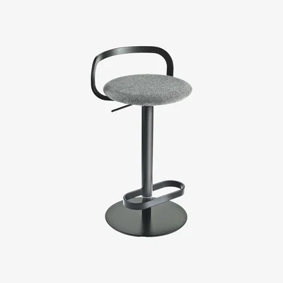 Made in Design Mak Adjustable bar stool - Pivoting - Fabric padded seat by Lapalma Grey/Black