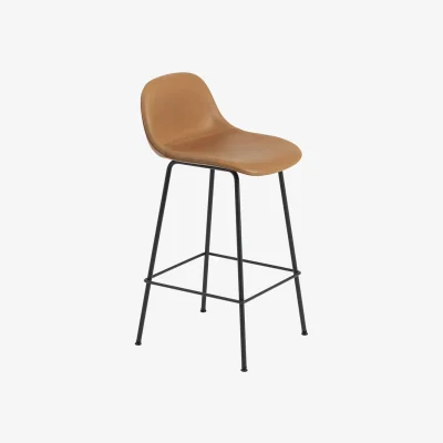 Made in Design Fiber Bar Bar chair leather brown / H 65 cm - Muuto