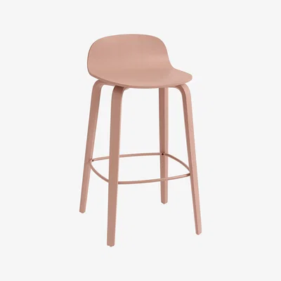 Made in Design Visu Bar stool - / Wood - H 65 cm by Muuto Pink