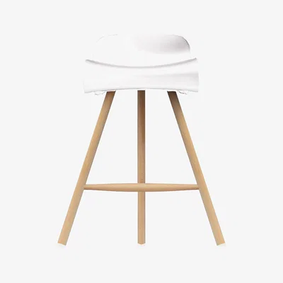 Made in Design BCN Wood Bar stool - H 66 cm - Plastic & wood legs by Kristalia White/Natural wood