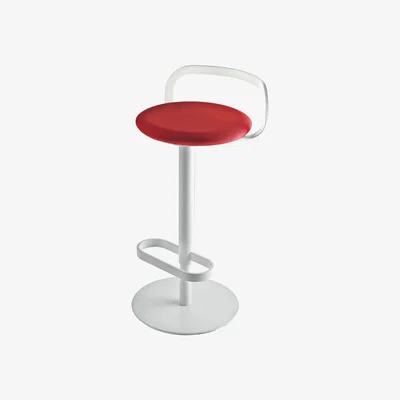 Made in Design Mak Adjustable bar stool - Pivoting - Fabric padded seat by Lapalma Red