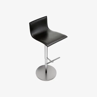 Made in Design Thin Adjustable bar stool - Pivoting leather seat by Lapalma Black